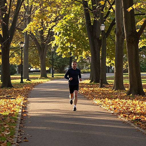 Serene Autumn Park Jogging Scene