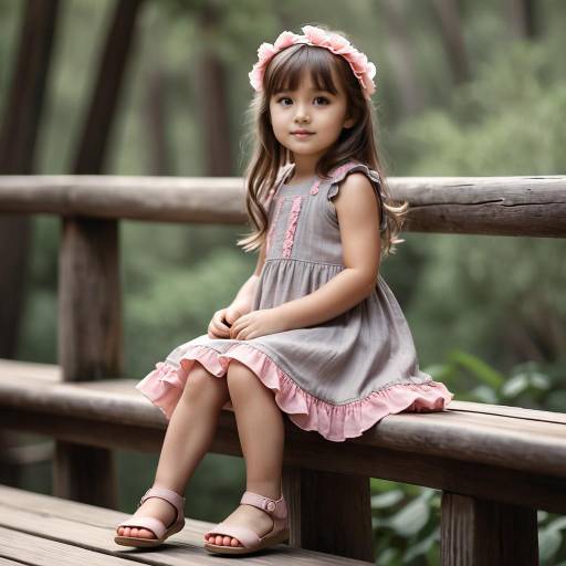 Toddler Girl Sitting on Wooden Bridge