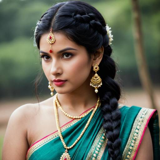 Elegant Girl in Fancy Saree Attire