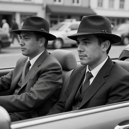 Classic Black-and-White Car Photograph