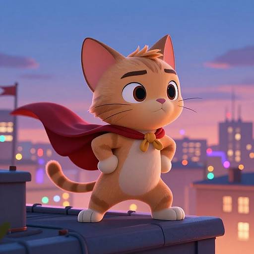 Disney Style Cat Hero at Twilight
