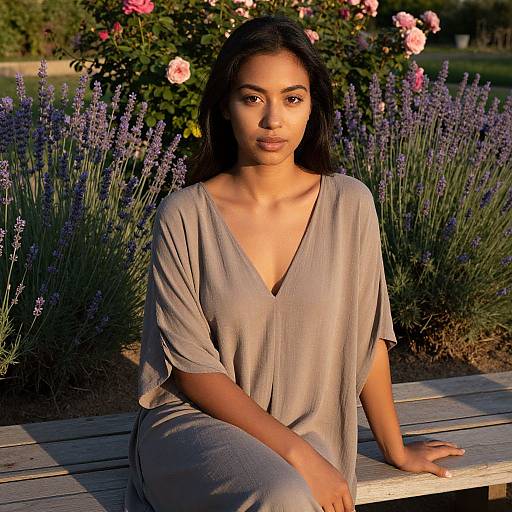 Sunlit Garden Portrait of Young Woman