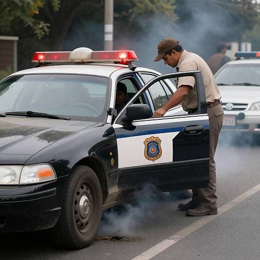 Police Car Drama on a City Street