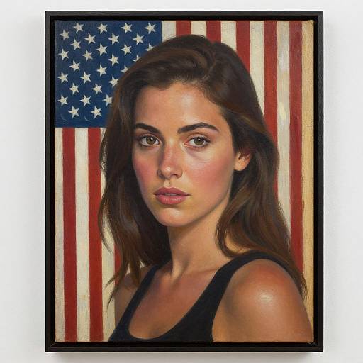 American Woman Oil Painting on Wood
