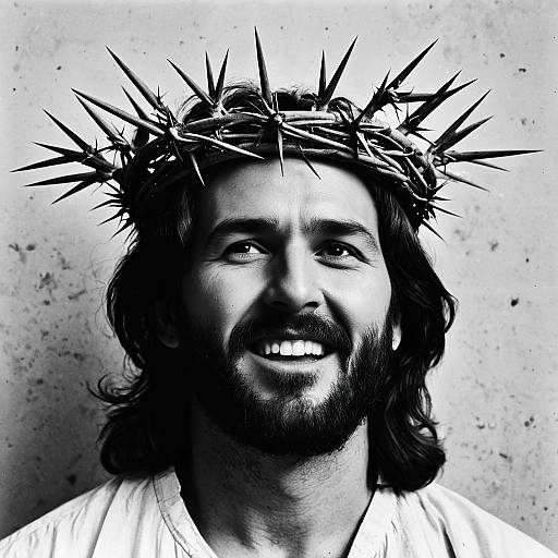 Man Wearing Crown of Thorns Smiling
