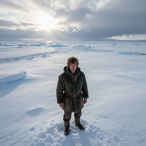 Photorealistic Slavic Explorer Aerial Portrait