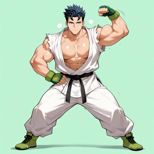 Triumphant Muscular Male in Green Background Triumphant Muscular Male in Green Background
