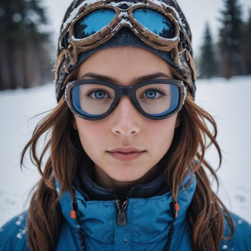 Snowy Girl with Goggles and Mole