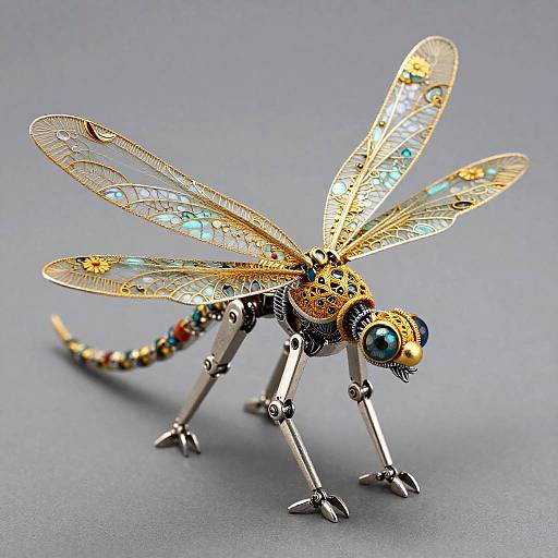 Baroque Robotic Dragonfly Figurine