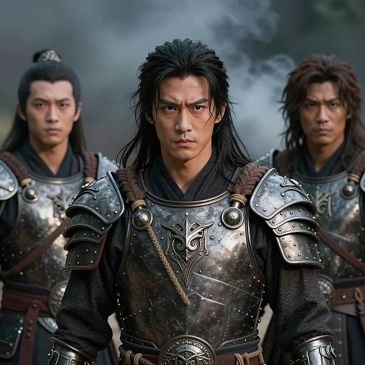 Three Warriors in Detailed Metal Armor