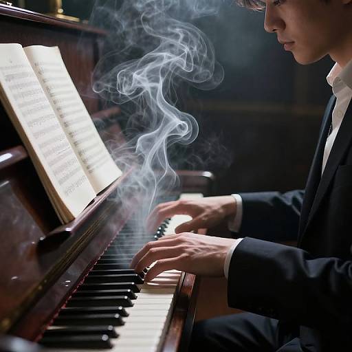 Ethereal Pianist in Misty Ambiance