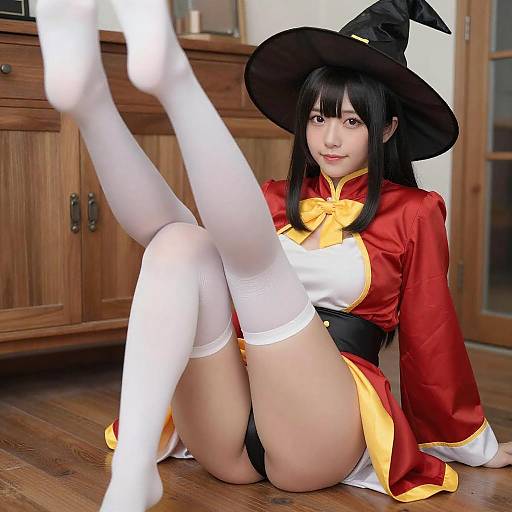 Asian Woman in Colorful Wizard Costume