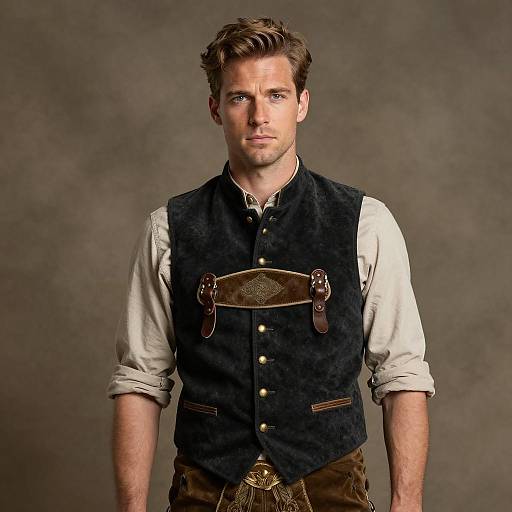 Handsome Man in Traditional Bavarian Outfit