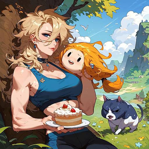 Adventure Time Style Grieving Pit Bull