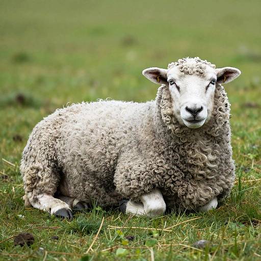 Realistic Sheep with Silver Curly Fleece