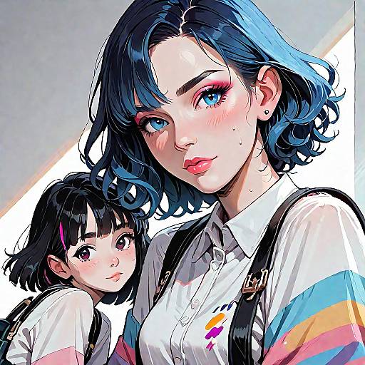 Anime Screencap: Three Girls, Flat Colors