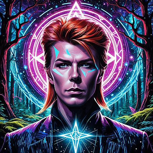 Psychedelic David Bowie Cosmic Wizard Portrait