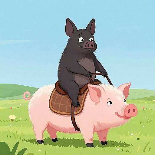 Bat Riding a Pig Comedy Scene