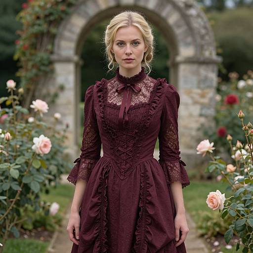 Victorian Woman in Lush Garden