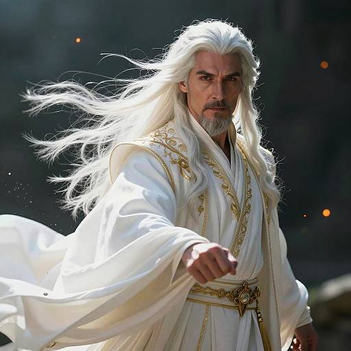 Cinematic Portrait of a White Wizard