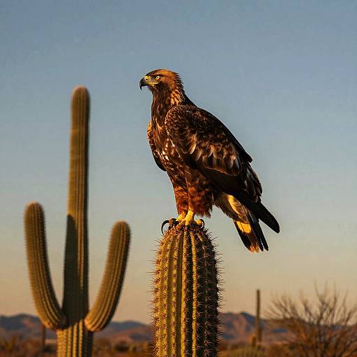 Majestic Eagle on Saguaro Cactus
