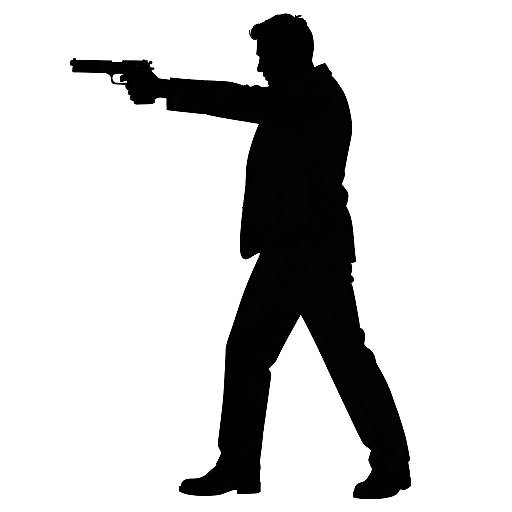 Minimalist Silhouette of Armed Man