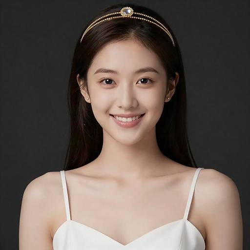 Smiling Young Woman with Jewel Headband