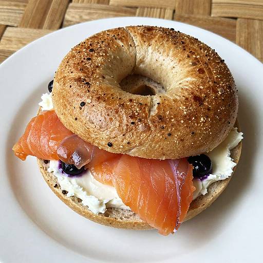 Close-Up of Smoked Salmon Bagel