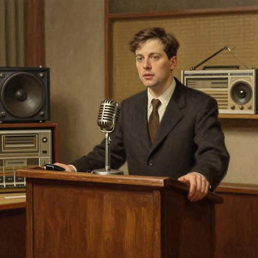 Vintage 1940s Radio Announcer Scene