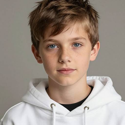 Boy with Brown Hair in Hoodie