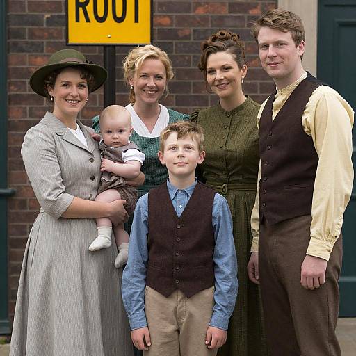 Victorian Family Portrait with Colorful Attire
