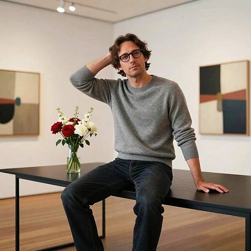 Cinematic Portrait in Modern Gallery