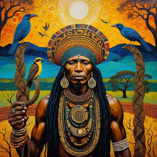 Mystical Shaman in Vibrant Savanna