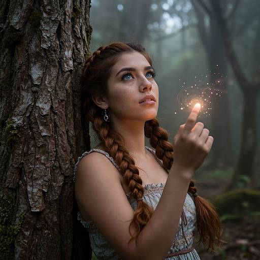Mystical Latin Woman in Enchanted Forest