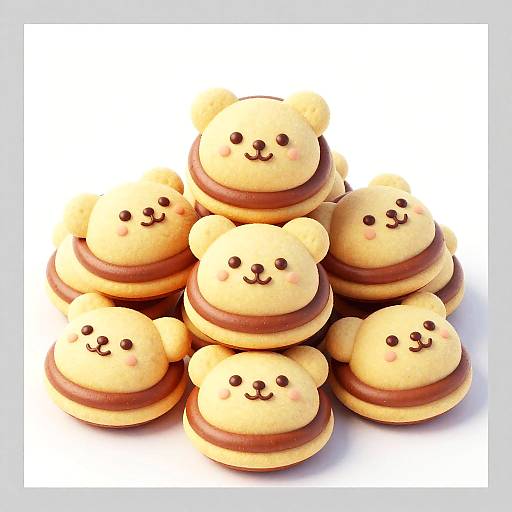Cute Bear-Shaped Cookies Pile
