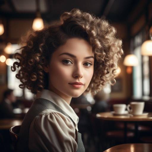 Elegant Woman in Vintage Café Portrait