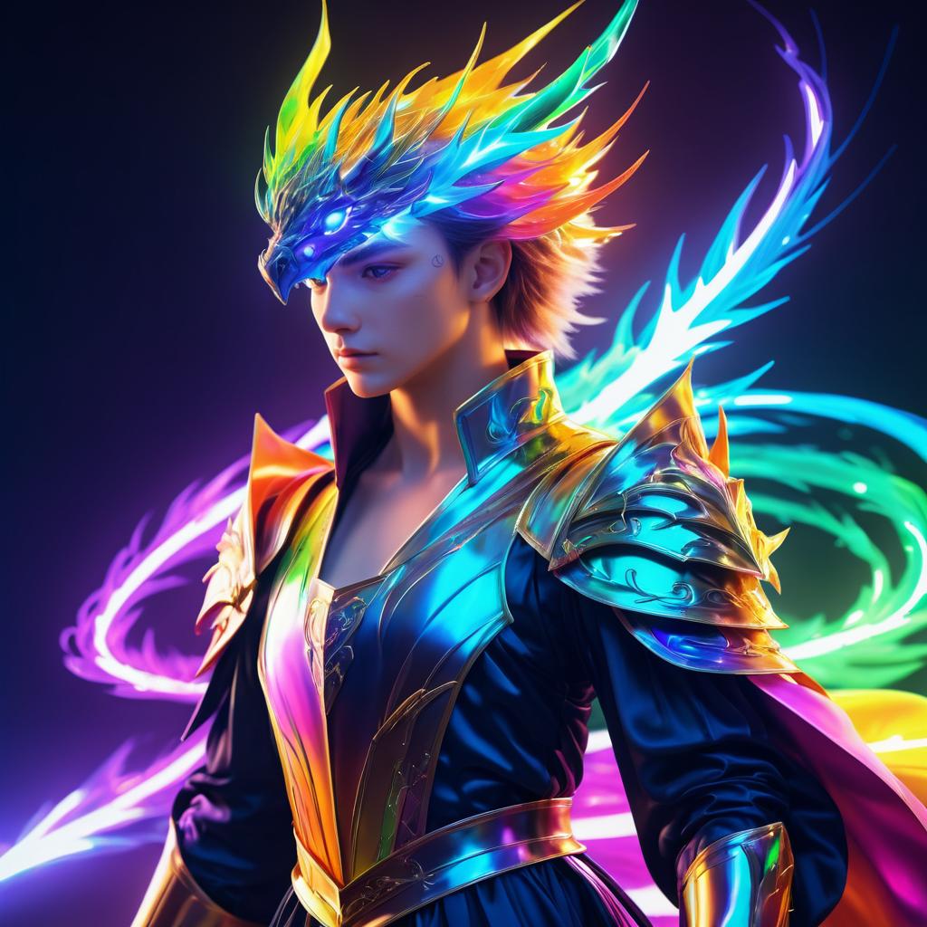 Rainbow Dragon Knight Fantasy Artwork