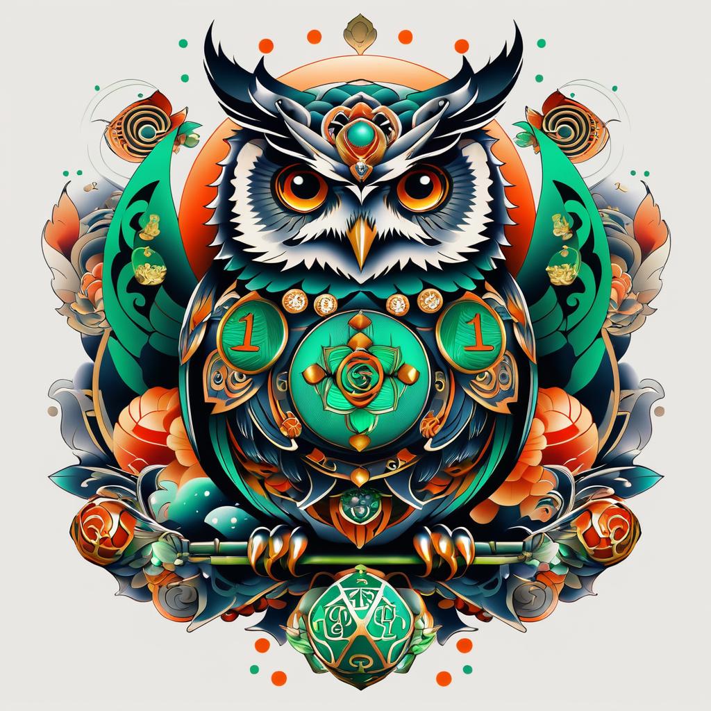 Irezumi Owl Spaceship Tattoo Design