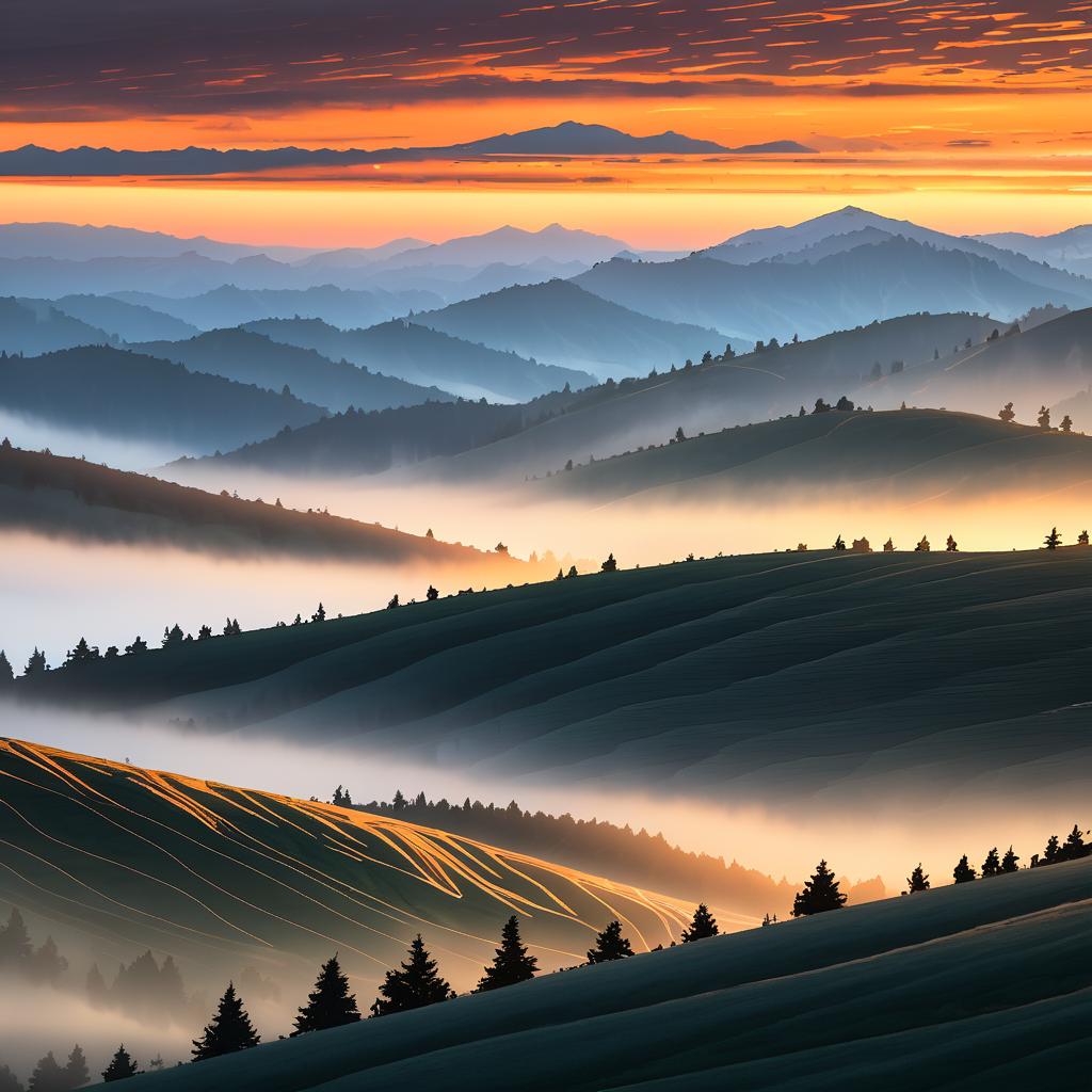 Mystical Alpine Ridge at Sunset