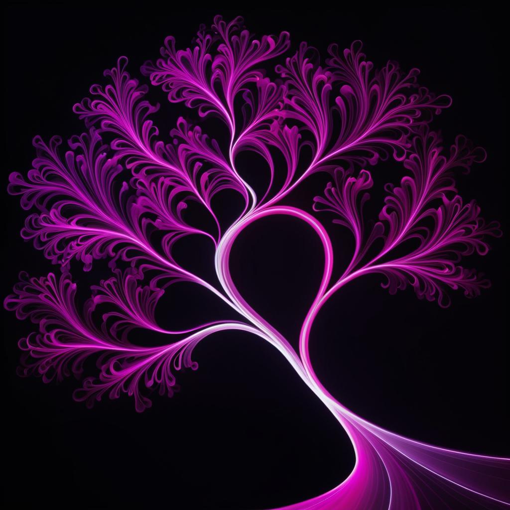 Abstract Magenta Tree Light Painting Design