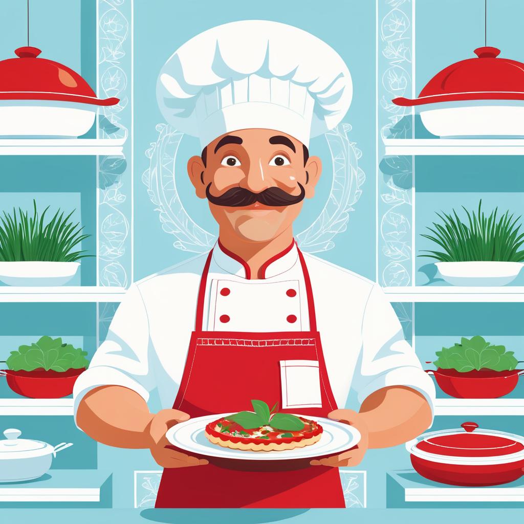 Cheerful Cartoon Chef with Quiche