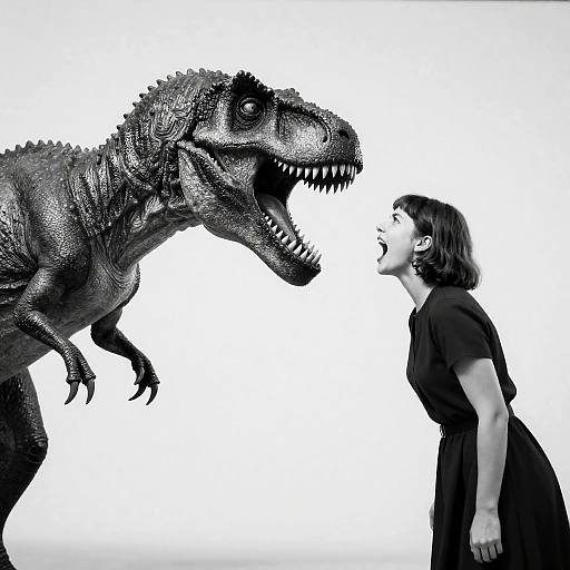 Dramatic Encounter with a Dinosaur Creature