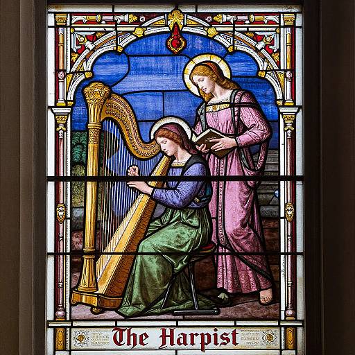 Stained Glass Window: The Harpist