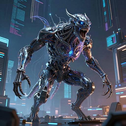 Terrifying AI Monster in Cyber Matrix