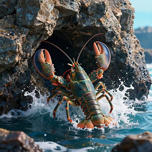 Cheerful Cartoon Spiny Lobster Scene