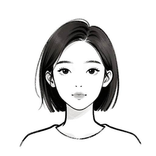 Minimalist Caricature of Young Woman