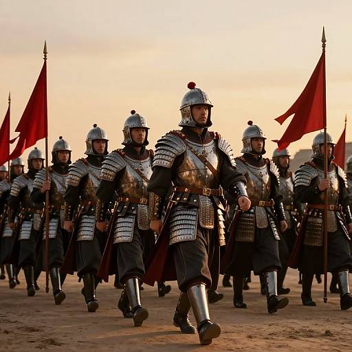 Ornate Army Marching at Golden Hour