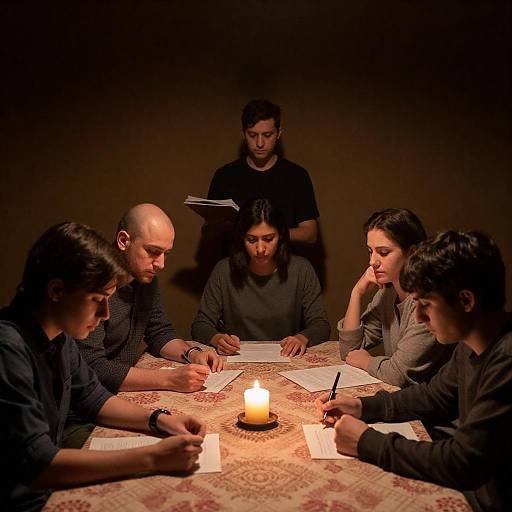 Candid Moment in a Dimly Lit Room