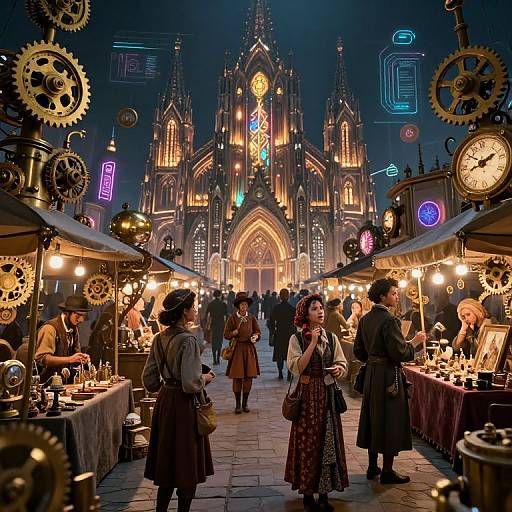 Futuristic Steampunk Marketplace Vistas