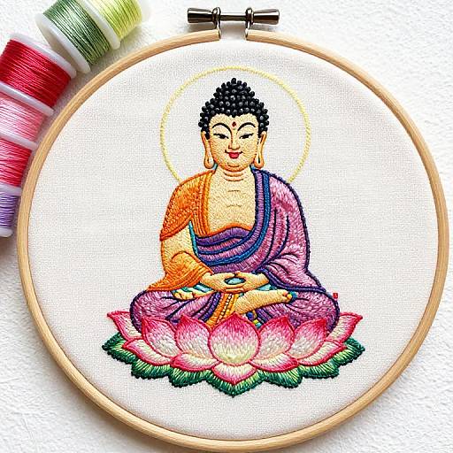 Embroidered Buddha in Lotus Position